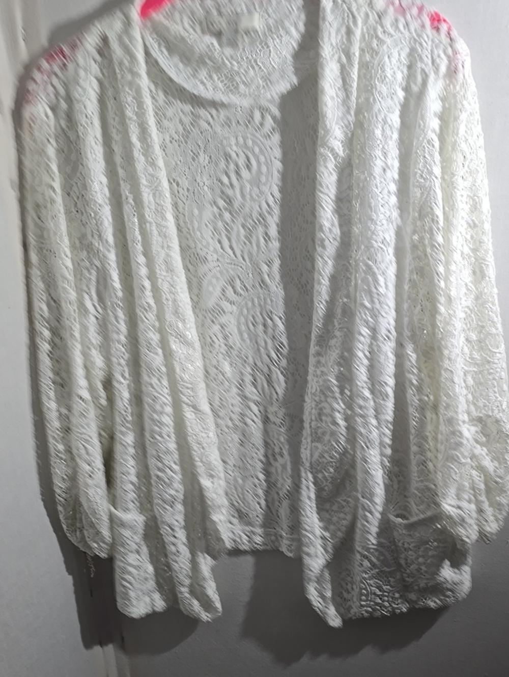 White Lace Open-Front Cardigan Sweater